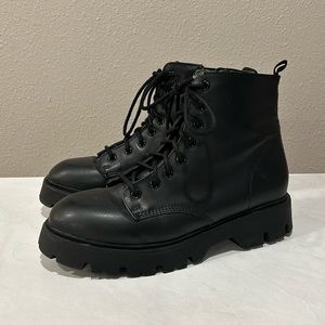 madden girl black combat boots